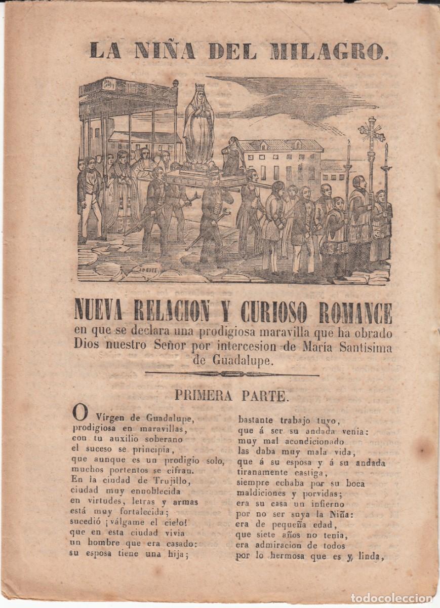 Libros de segunda mano: PLIEGO DE CORDEL - ROMAN&Ccedil;OS - LA NI&Ntilde;A DEL MILAGRO - VALLADOLID