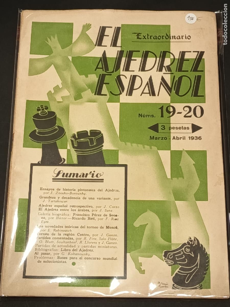 Libros de segunda mano: El Ajedrez Espa&ntilde;ol n&uacute;ms. 19-20 Abril 1936 - Foto 1