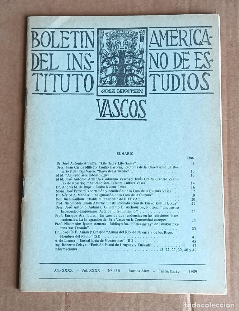 Libri di seconda mano: Bolet&iacute;n del instituto americano de estudios vascos - Buenos Aires enero marzo 1989