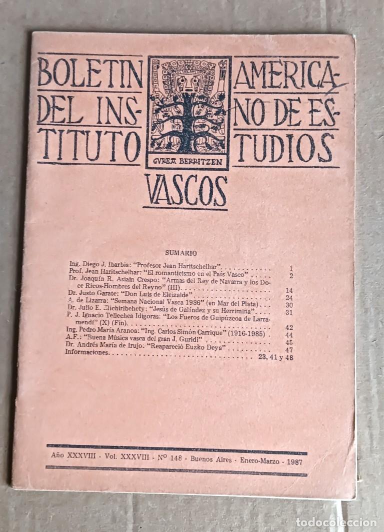 Libros de segunda mano: Bolet&iacute;n del instituto americano de estudios vascos -- Buenos Aires enero marzo 1987