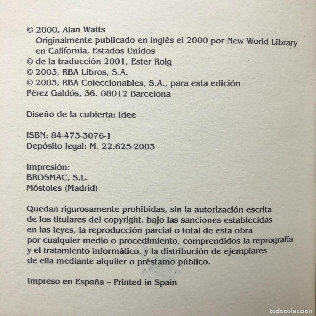 Libros de segunda mano: SERENAR LA MENTE - ALAN WATTS - RBA - 2003 / 215 - Foto 4