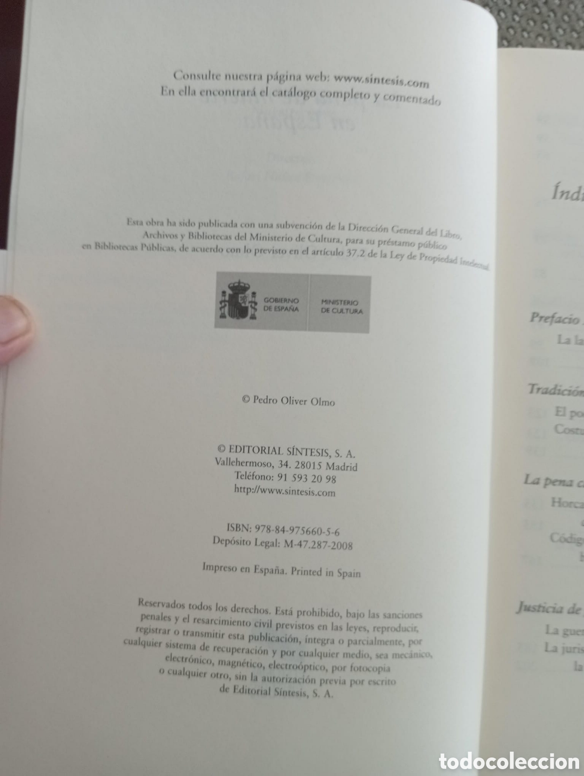 Libros de segunda mano: Pedro Oliver Olmo - La pena de muerte en Espa&ntilde;a - S&iacute;ntesis - Foto 4