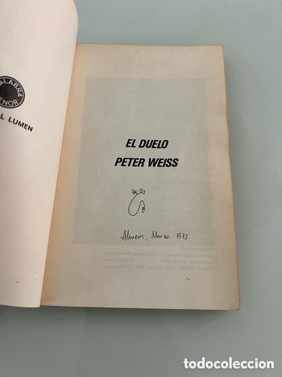 Libros de segunda mano: El duelo. Peter Weiss. Lumen 1&ordf; ed. 1973 - Foto 3