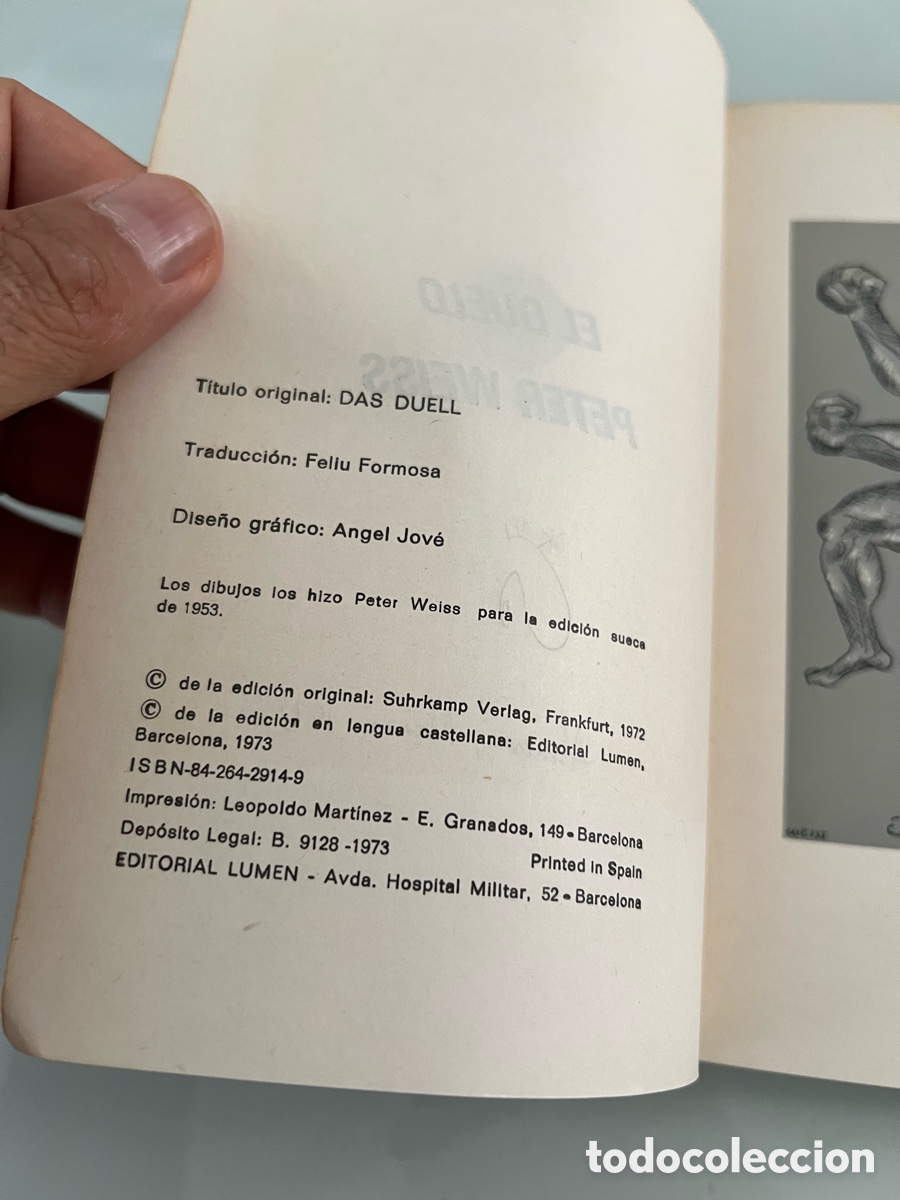 Libros de segunda mano: El duelo. Peter Weiss. Lumen 1&ordf; ed. 1973 - Foto 4