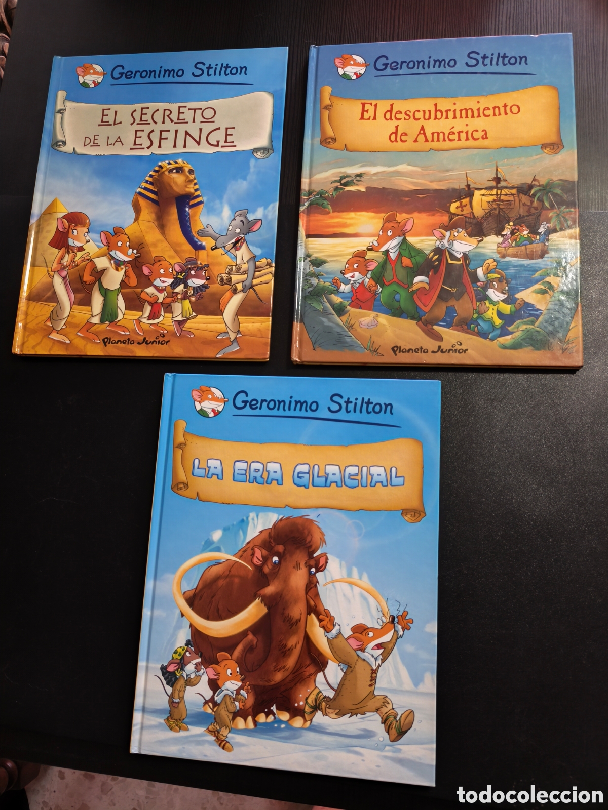 Libros de segunda mano: GERONIMO STILTON LA ERA GLACIAL - GERONIMO STILTON EL SECRETO DE LA ESFINGE - EL DESCUBRIMIENTO DE A