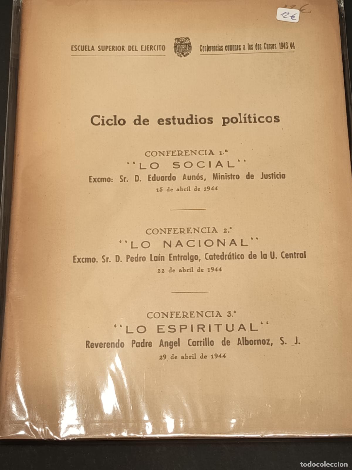 Libros de segunda mano: 1944 AUN&Oacute;S / LAIN ENTRALGO / DE ALBORNOZ Tres conferencias Lo Social / Lo Nacional / Lo Espiritual