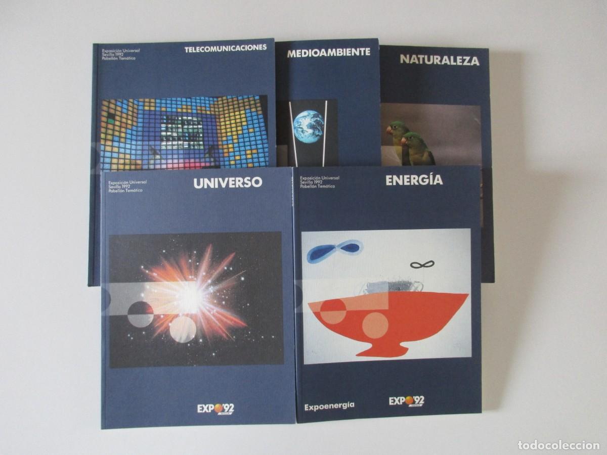 Second hand books: EXPO SEVILLA 92 - LOTE 5 LIBROS OFICIALES - MEDIO AMBIENTE - TELECOMUNICACIONES - ENERG&Iacute;A NATURALEZA