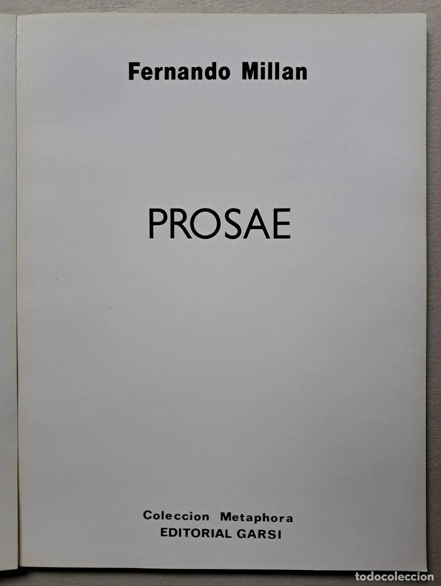 Libros de segunda mano: Mill&aacute;n, Fernando - Prosae - Poes&iacute;a Visual - Primera Edici&oacute;n - (1981) - Foto 2