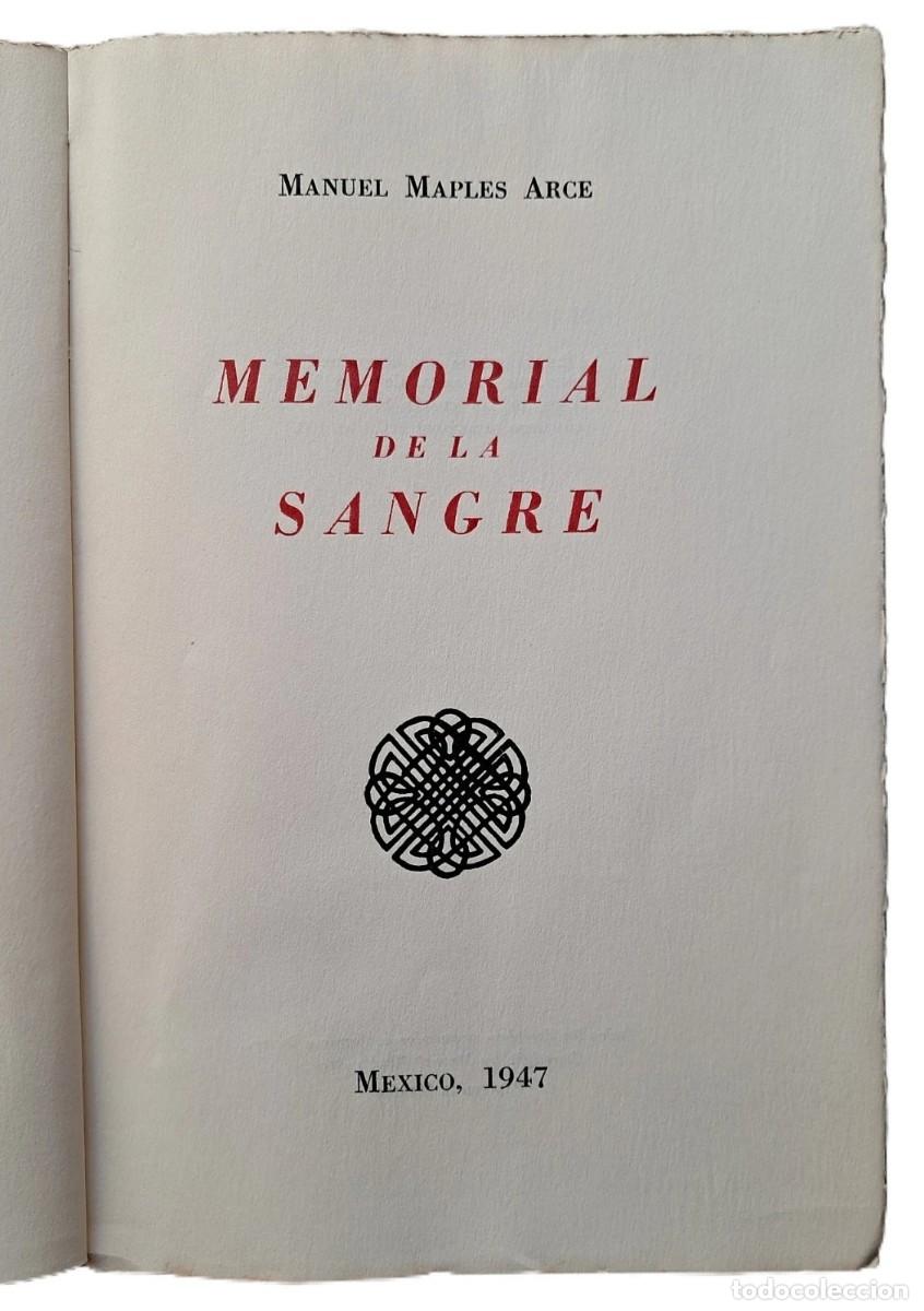 Libros de segunda mano: Maples Arce, Manuel - Memorial de la Sangre - Primera Edici&oacute;n - (1947) - Foto 2