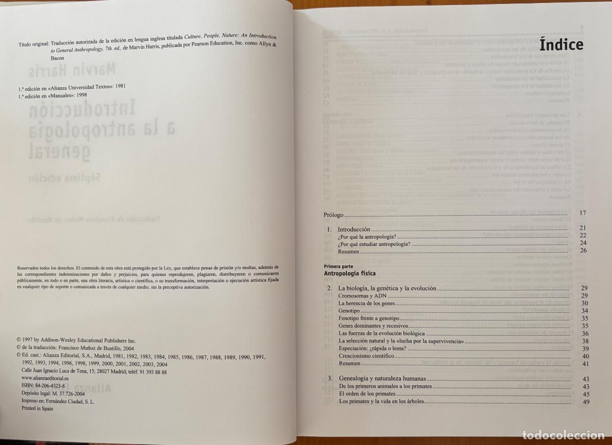 Libros de segunda mano: ANTROPOLOGIA- INTRODUCCION- MARVIN HARRIS- 2004 - Foto 3