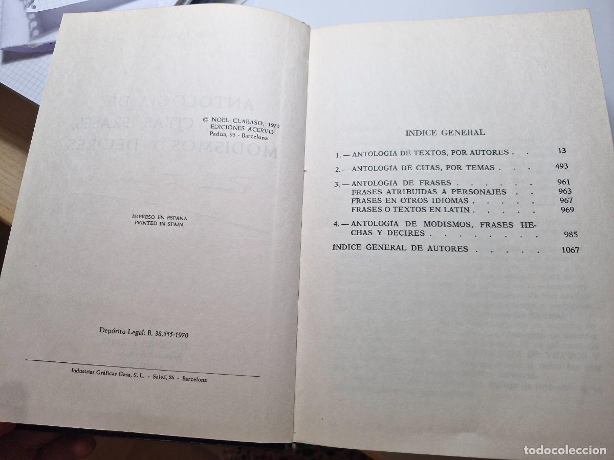 Libros de segunda mano: ANTOLOGIA DE TEXTOS Y CITAS de Noel Claras&oacute;. Edit Acervo 1970 - Foto 4