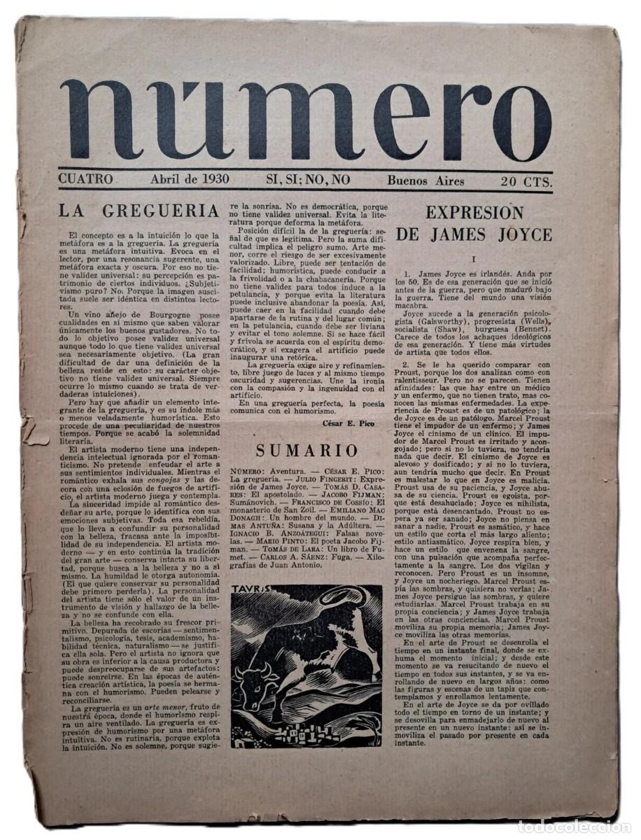 Libros de segunda mano: Revista N&uacute;mero - Lote de 8 n&uacute;meros - Norah Borges - Jacobo Fijman - (1930-1931)