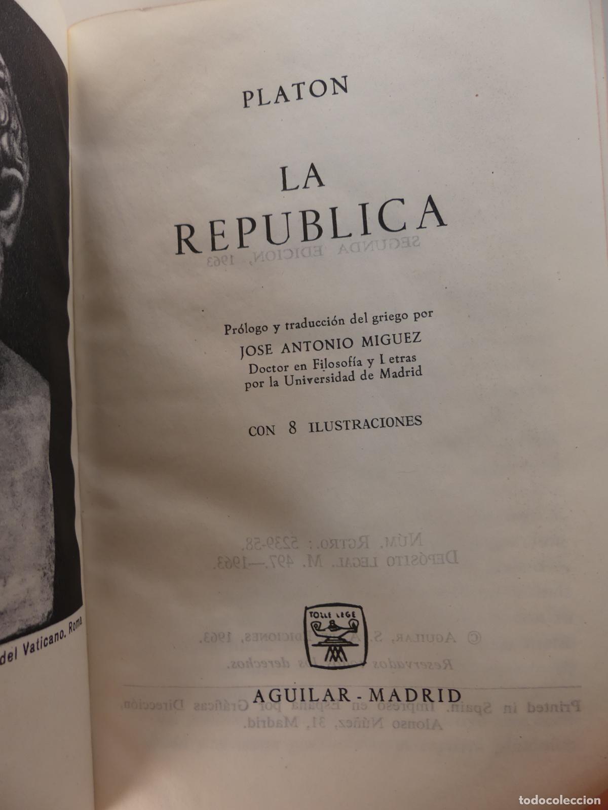 Libros de segunda mano: LIBRO - LA REPUBLICA POR PLATON - EDITOR AGUILAR - Foto 4