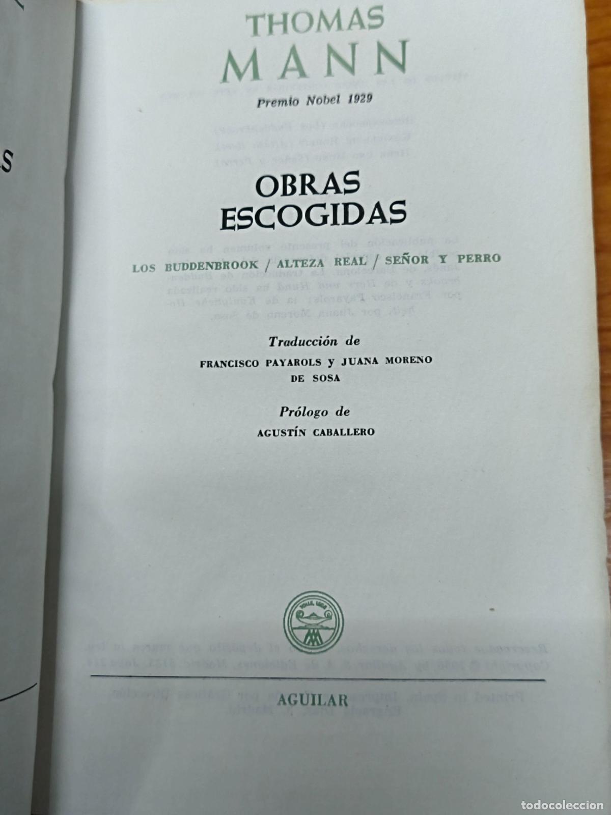 Libros de segunda mano: Obras escogidas - Thomas Mann - Aguilar - Foto 2