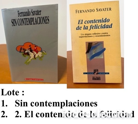 Libros de segunda mano: Fernando Savater 1.Sin contemplaciones 2. El contenido de la felicidad de Fernando Savater