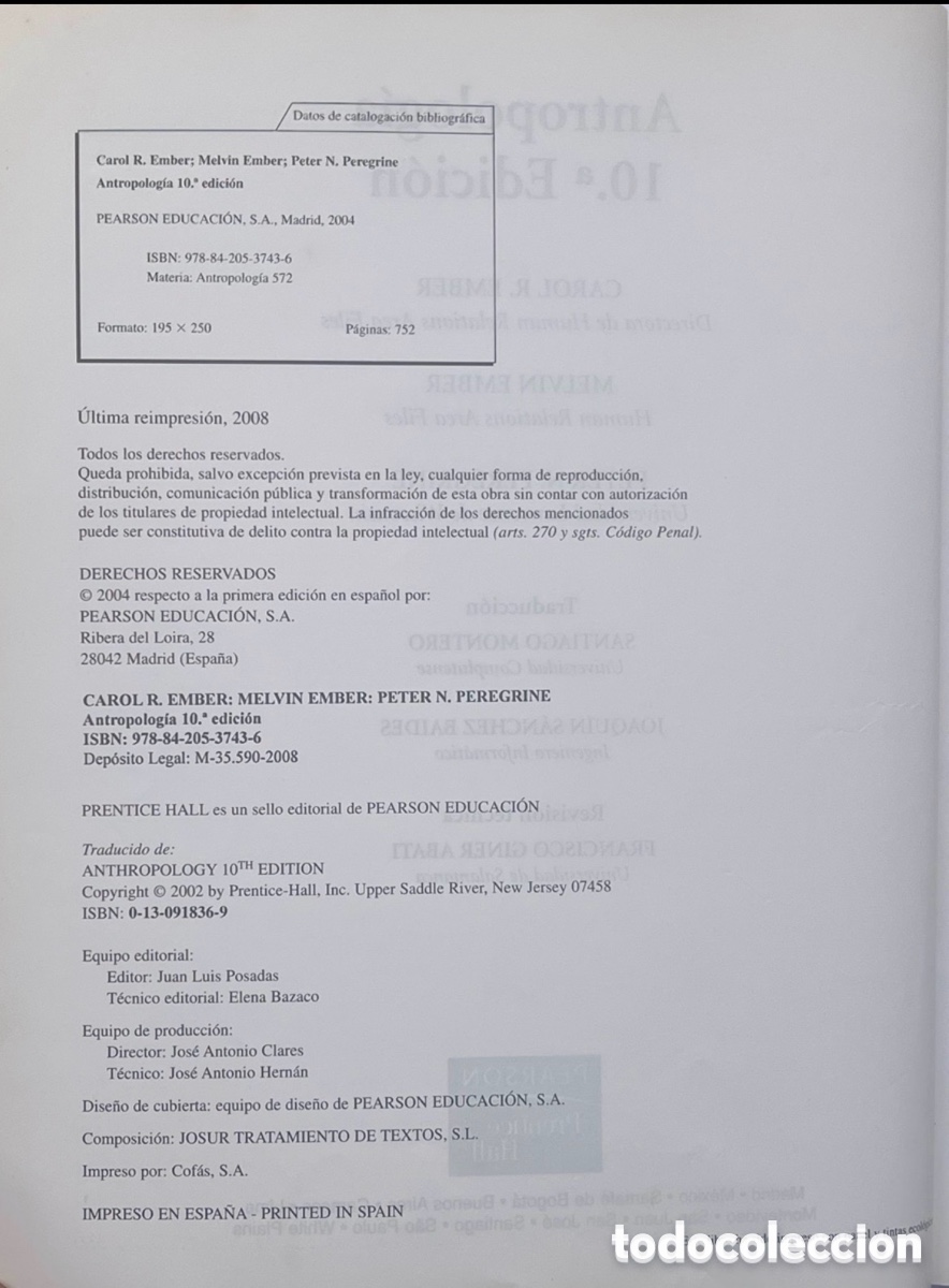 Libros de segunda mano: Libro &ldquo;Antropolog&iacute;a&rdquo; &ndash; 10&ordf; Edici&oacute;n &ndash; Editorial Pearson incluye CD - Foto 2
