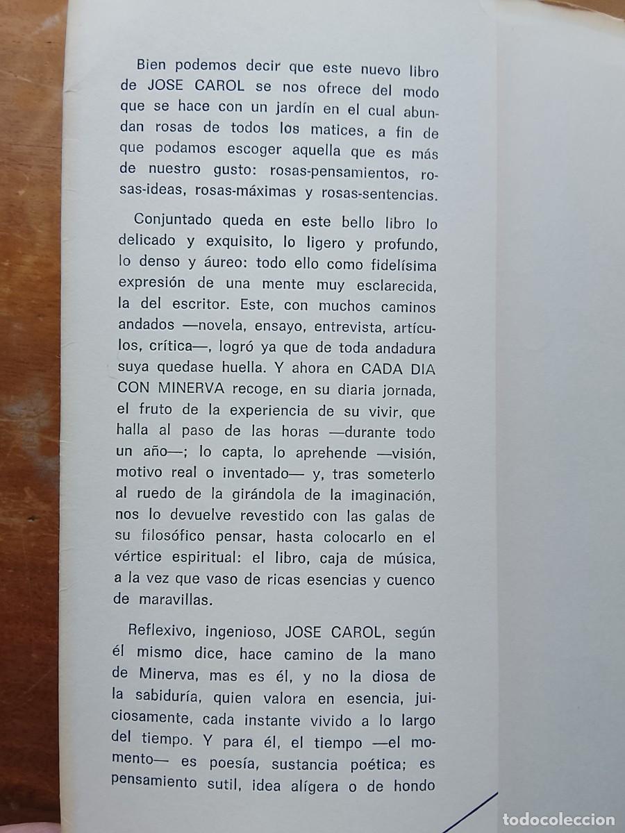Libros de segunda mano: Cada d&iacute;a con Minerva, Jos&eacute; Carol 1976 - Foto 2