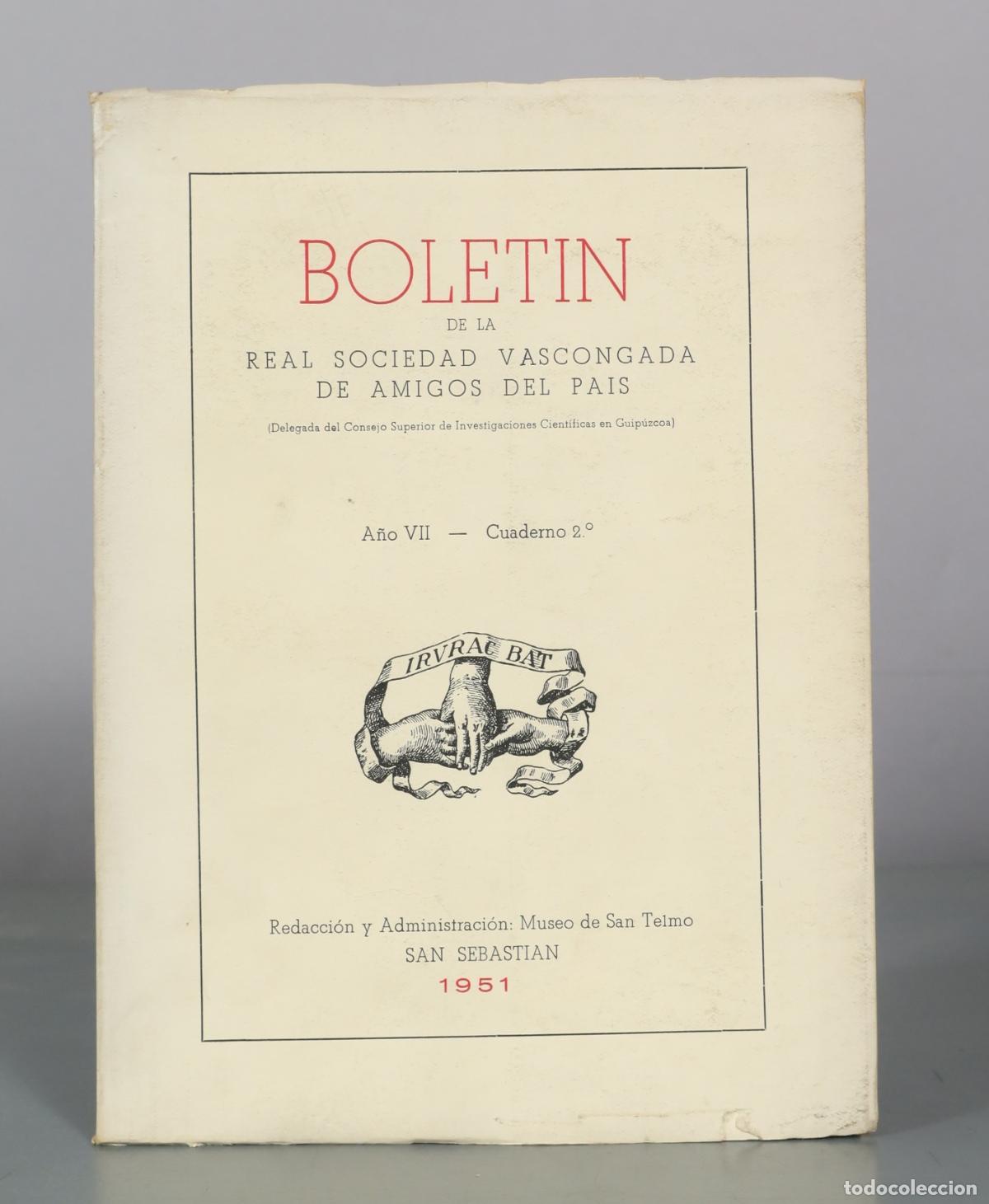 Libros de segunda mano: Bolet&iacute;n de la Real Sociedad Vascongada de Amigos del Pa&iacute;s - A&Ntilde;O VII CUADERNO 2 Museo de San Telmo
