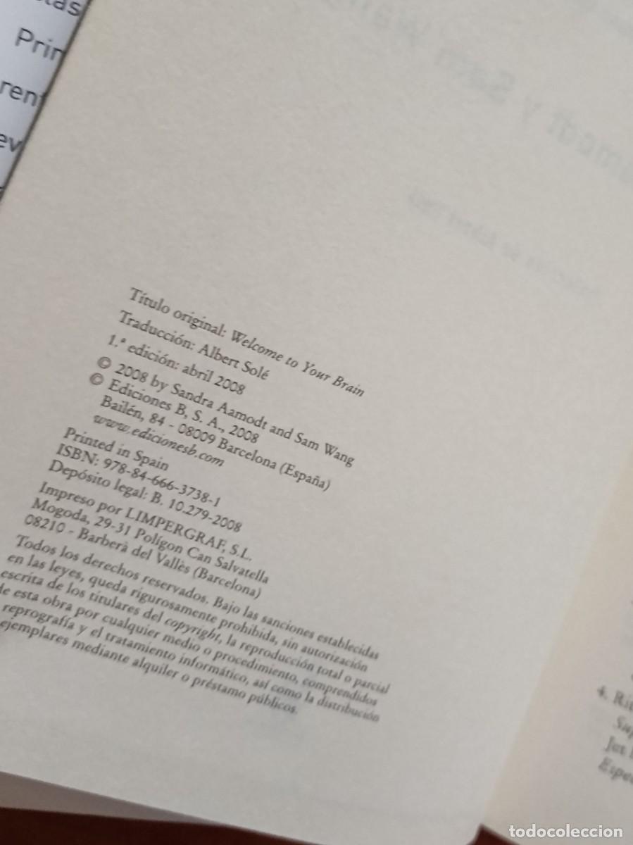Libros de segunda mano: Entra en tu cerebro, Sandra Aamodt y Sam Wang, Ediciones B - Foto 5