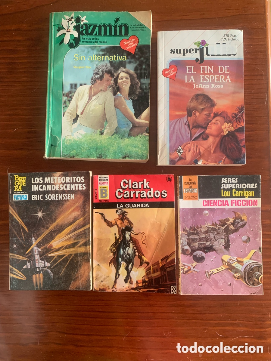 Libros de segunda mano: Lote 5 Novelas de Bolsillo Vintage - Ciencia Ficci&oacute;n, Rom&aacute;ntica y Oeste (Bruguera y m&aacute;s)
