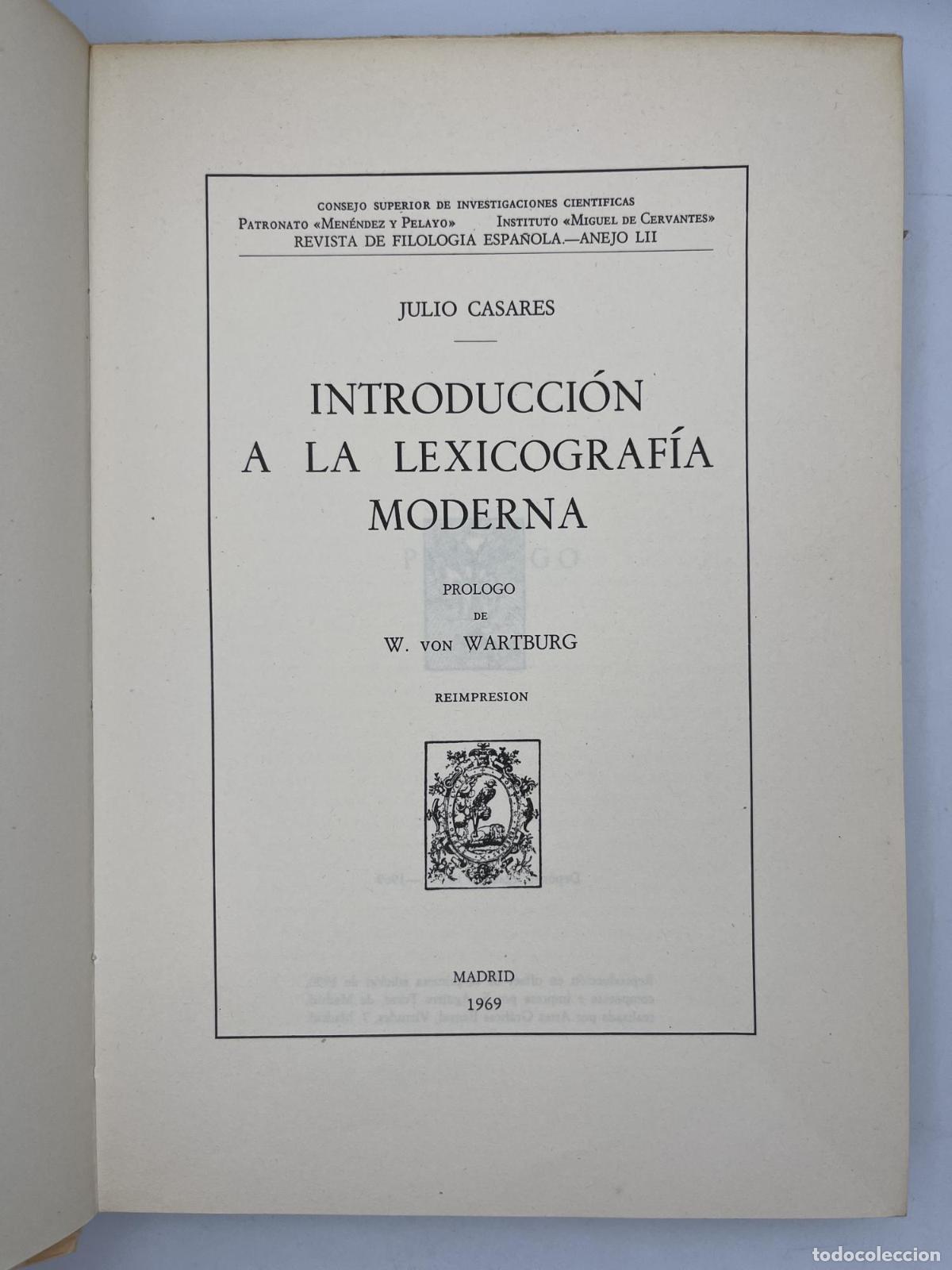 Libros de segunda mano: Introducci&oacute;n a la lexicograf&iacute;a moderna - Julio Casares - Foto 2