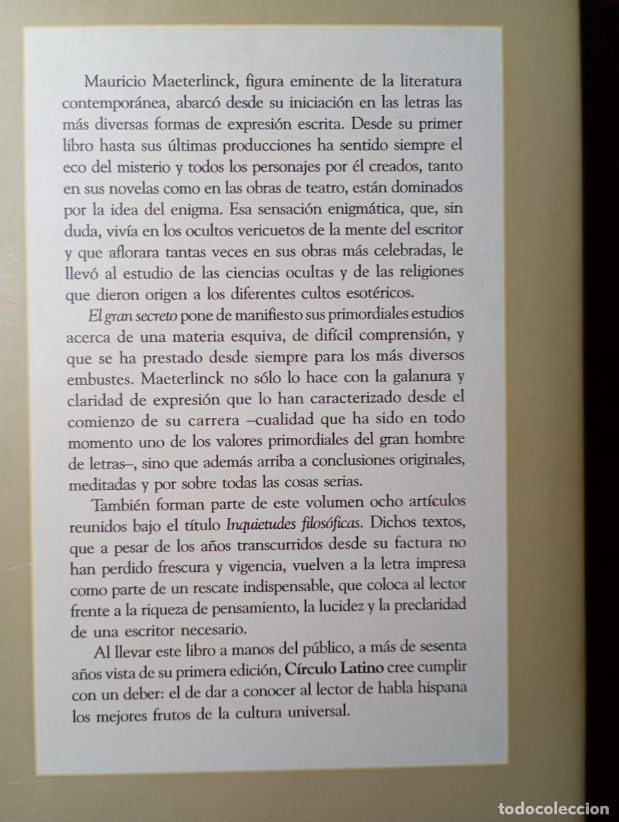 Libros de segunda mano: EL GRAN SECRETO. NAURICIO MAETERLINCK - Foto 7