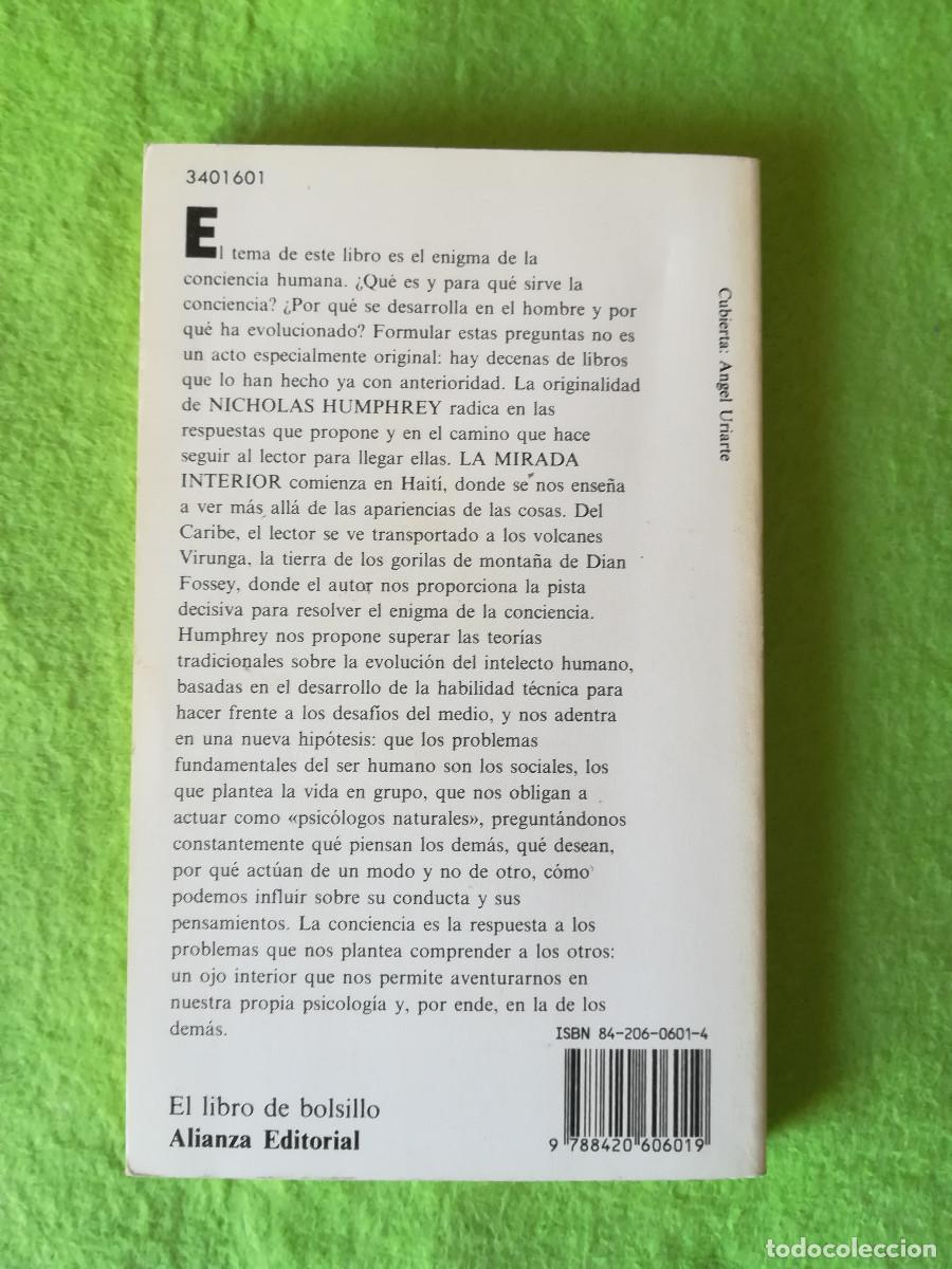 Libros de segunda mano: La mirada interior Nicholas Humphrey alianzaa editorial 1993 - Foto 2