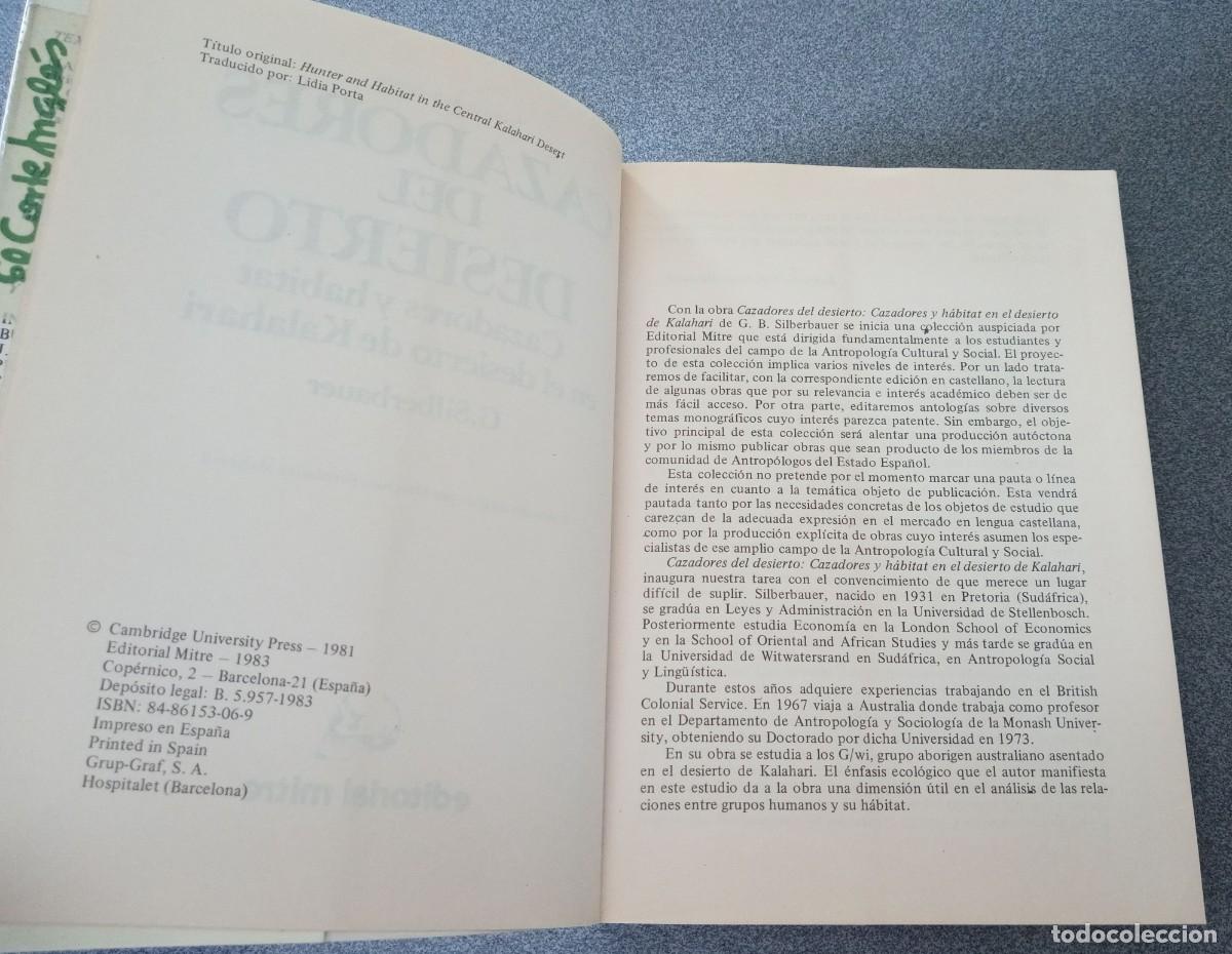 Libros de segunda mano: Cazadores Del Desierto G.Silberbauer - Foto 4