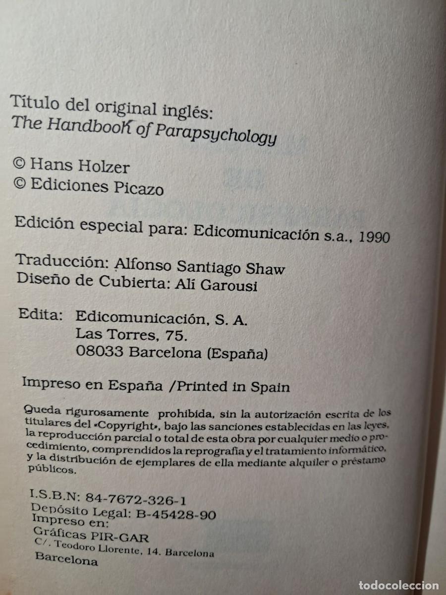 Libros de segunda mano: MANUAL DE PARAPSICOLOGIA - HANS HOLZER - Foto 2