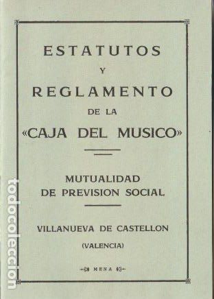 Libros de segunda mano: Estatutos y reglamento de la Caja del M&uacute;sico * VILLANUEVA DE CASTELL&Oacute;N *