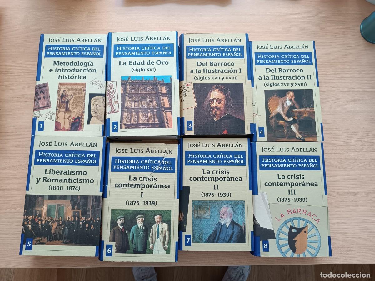 Libros de segunda mano: Historia cr&iacute;tica del pensamiento espa&ntilde;ol completa en 8 tomos - Jos&eacute; Luis Abell&aacute;n
