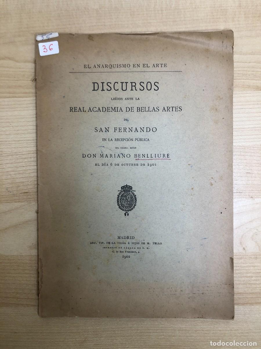 Libros de segunda mano: El anarquismo en el arte Mariano Benlliure 1901 Real Academia Bellas Artes