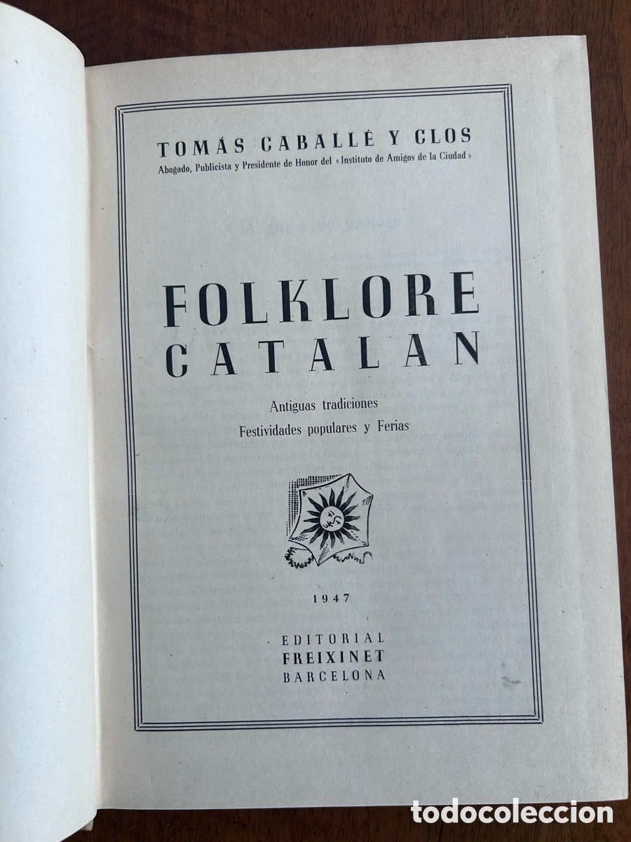 Libros de segunda mano: Folklore Catal&aacute;n - Tom&aacute;s Caball&eacute; y Clos (1947) Editorial Freixene - Foto 2