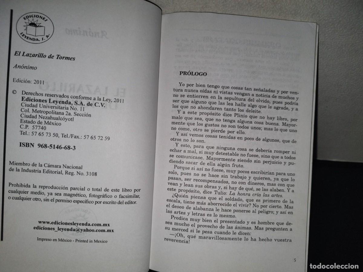 Libros de segunda mano: 220- El Lazarillo De Tormes - An&oacute;nimo . Ediciones Leyenda, S. A., 2011 - Foto 5