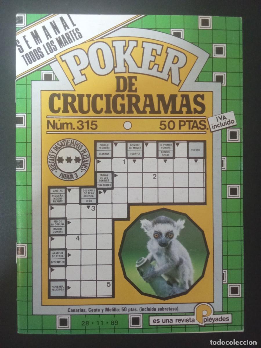 Libros de segunda mano: POKER DE CRUCIGRAMAS.- Cuadernillo. N&uacute;mero 315. Ediciones Pl&eacute;yades (1979). 16 cm. 32 p&aacute;ginas. 28 gra