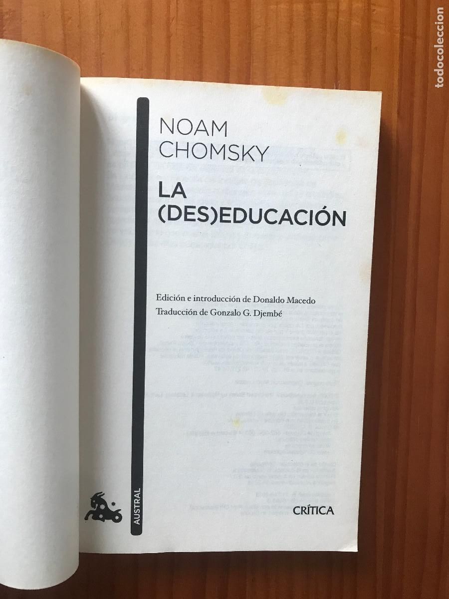 Libros de segunda mano: La (des)educaci&oacute;n / Noam Chomsky. Austral - Foto 2