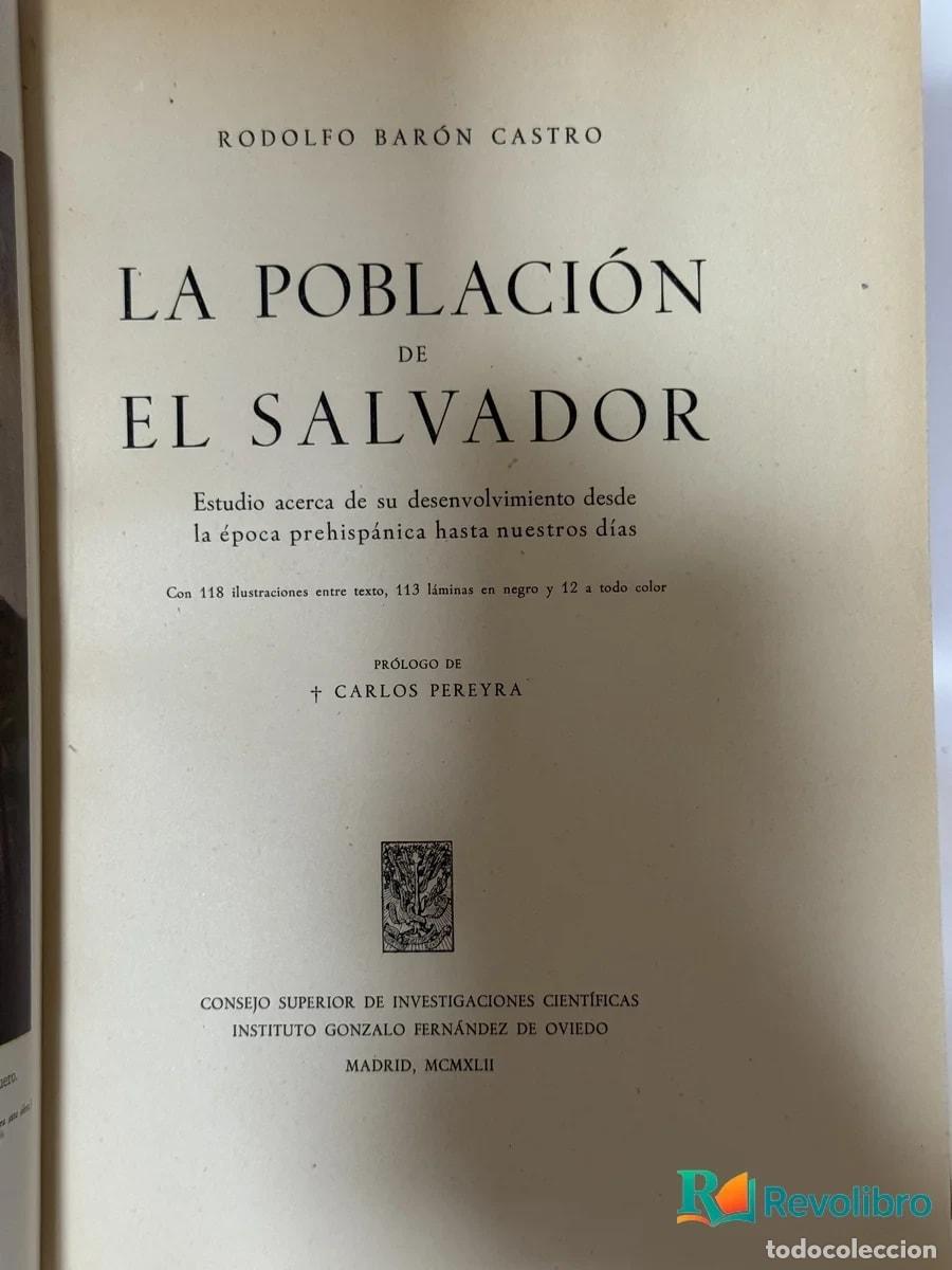 Libros de segunda mano: La Poblaci&oacute;n de el Salvador - Rodolfo Bar&oacute;n Castro