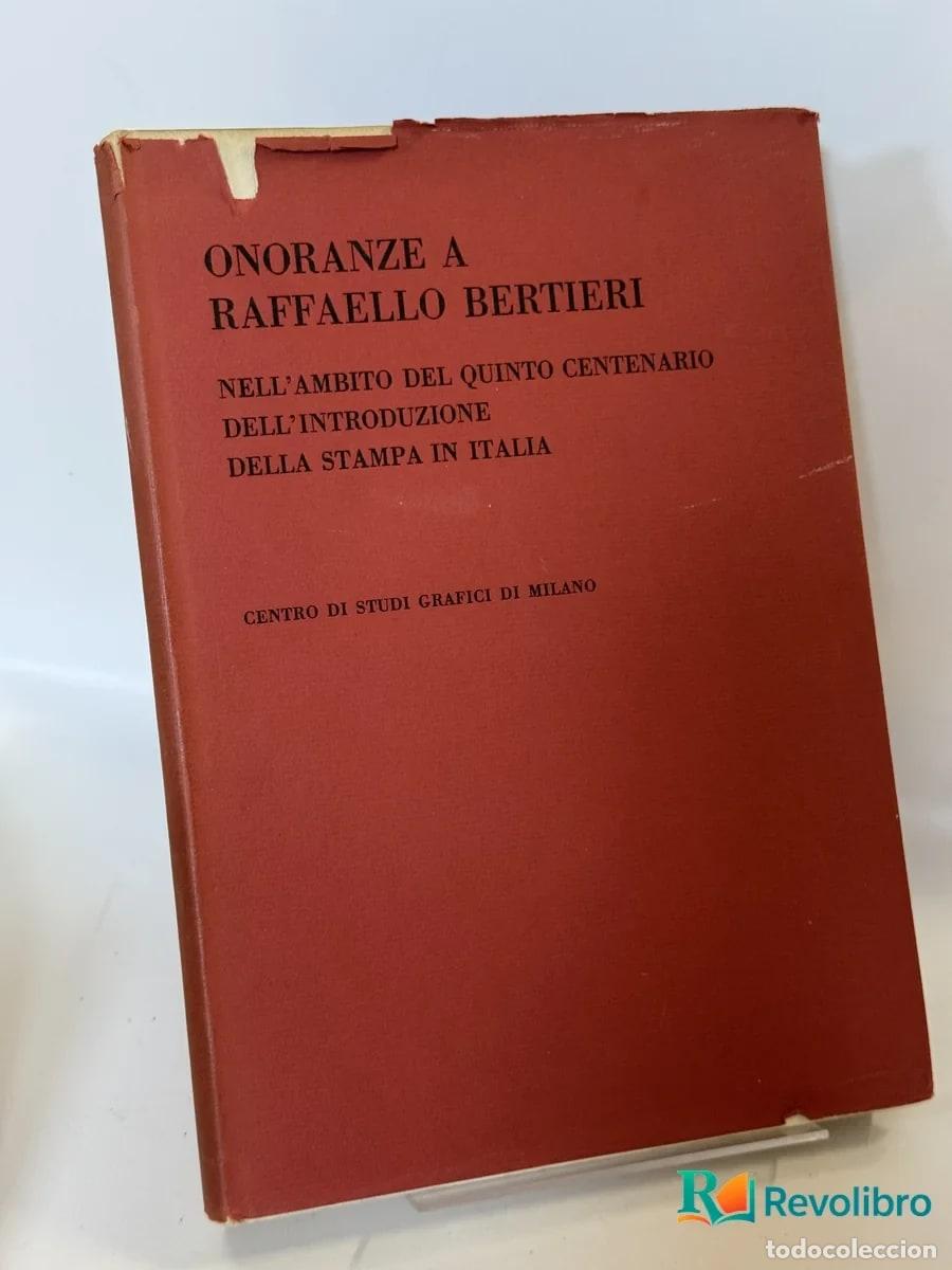 Libros de segunda mano: Onoranze a Raffaello Bertieri - no disponible