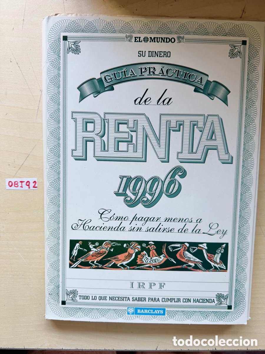 Libros de segunda mano: Libro de la renta 1996