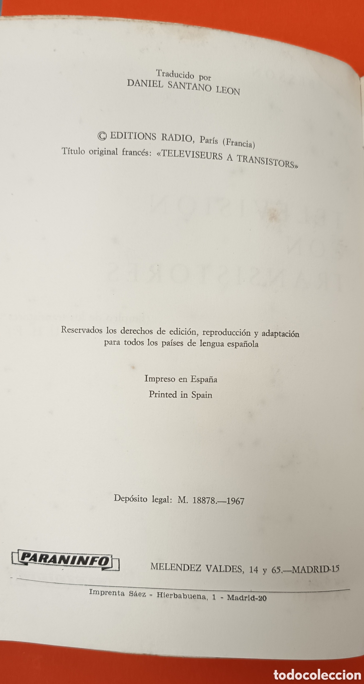 Libros de segunda mano: Televisi&oacute;n con transistores. R. BESSON - Foto 3