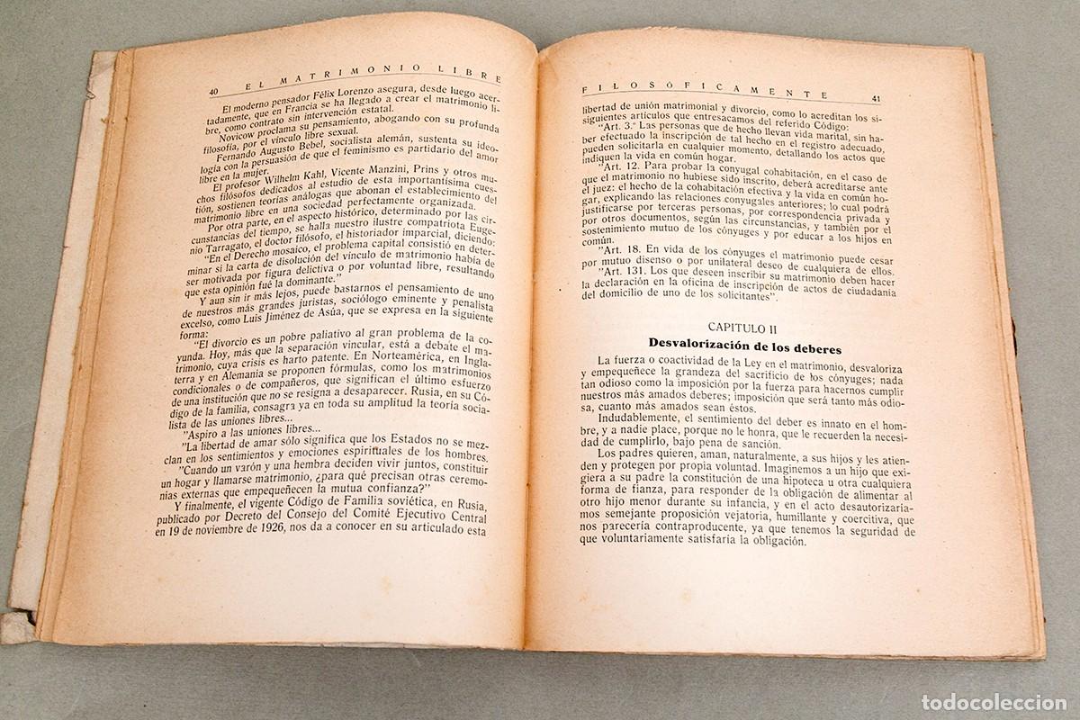Libros de segunda mano: EL MATRIMONIO LIBRE - 1937 - PEDRORRIBELLES - LEX - Foto 5