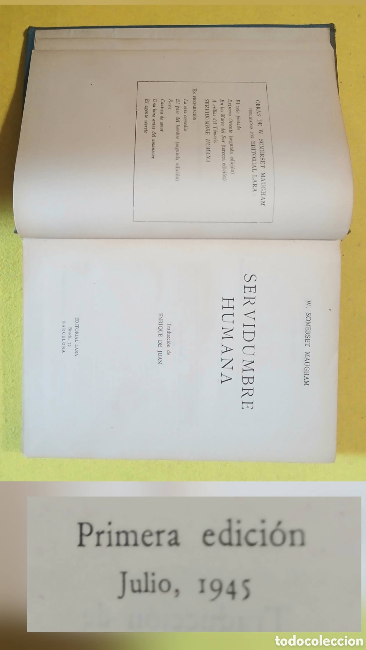 Libros de segunda mano: La servidumbre humana, W. Somerset Maugham