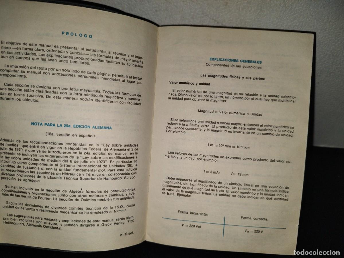 Libros de segunda mano: 202- Manual De F&oacute;rmulas T&eacute;cnicas - Kurt Gieck. Ediciones Alfaomega, 1981 - Foto 6