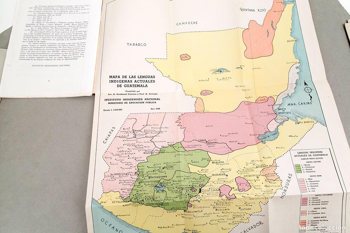 Libros de segunda mano: DISTRIBUCI&Oacute;N DE LAS LENGUAS IND&Iacute;GENES ACTUALES EN GUATEMALA - 1946 - MAPA - ANTONIO GOUBAUD