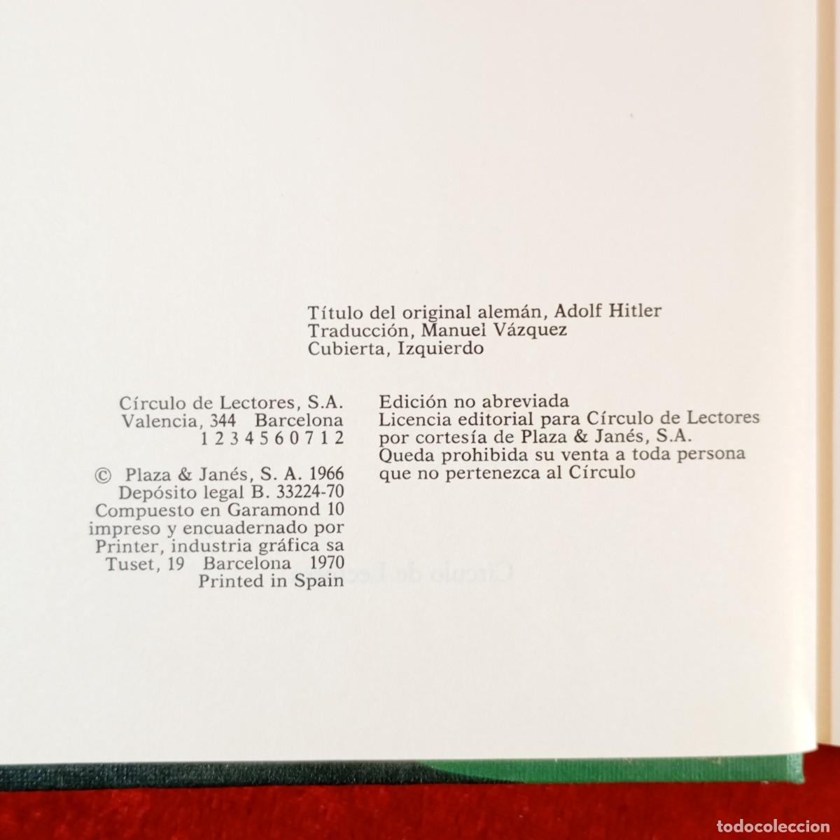 Libros de segunda mano: ADOLF HITLER - HANS BERND GISEVIUS - 1966 - C&Iacute;RCULO DE LECTORES / 2239 - Foto 4