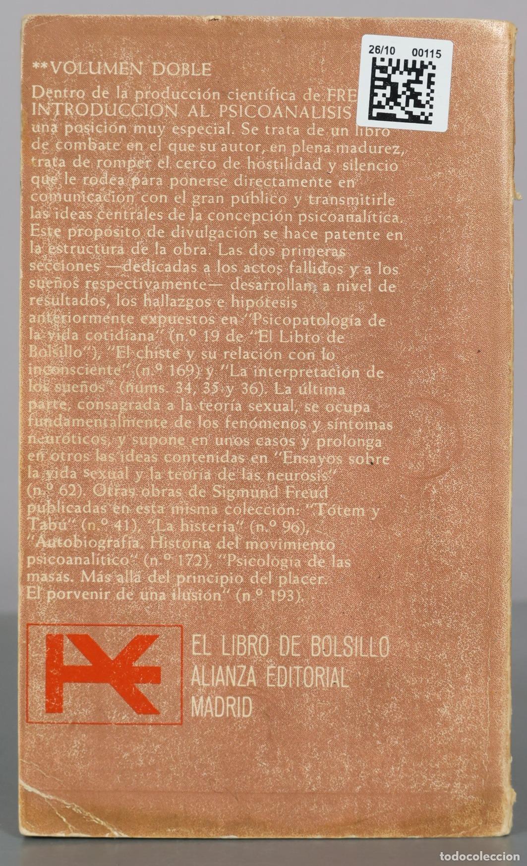 Libros de segunda mano: Introduccion al psicoanalisis - Sigmund Freud - Alianza Editorial - Foto 3