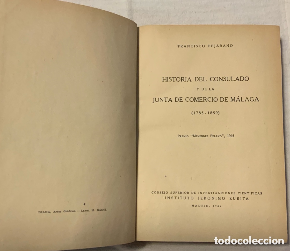 Libros de segunda mano: Historia del Consulado y de la Junta de Comercio de M&aacute;laga (1785-1859). Bejarano