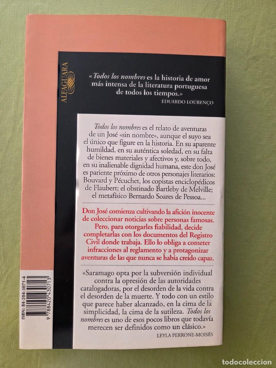 Libros de segunda mano: Todos los nombres - Jos&eacute; Saramago. - Foto 2
