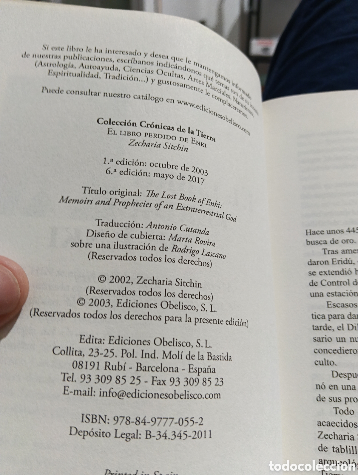 Libros de segunda mano: T&iacute;tulo: El Libro Perdido de Enki - Zecharia Sitchin (Ed. Obelisco, 6.&ordf; edici&oacute;n) - Foto 4