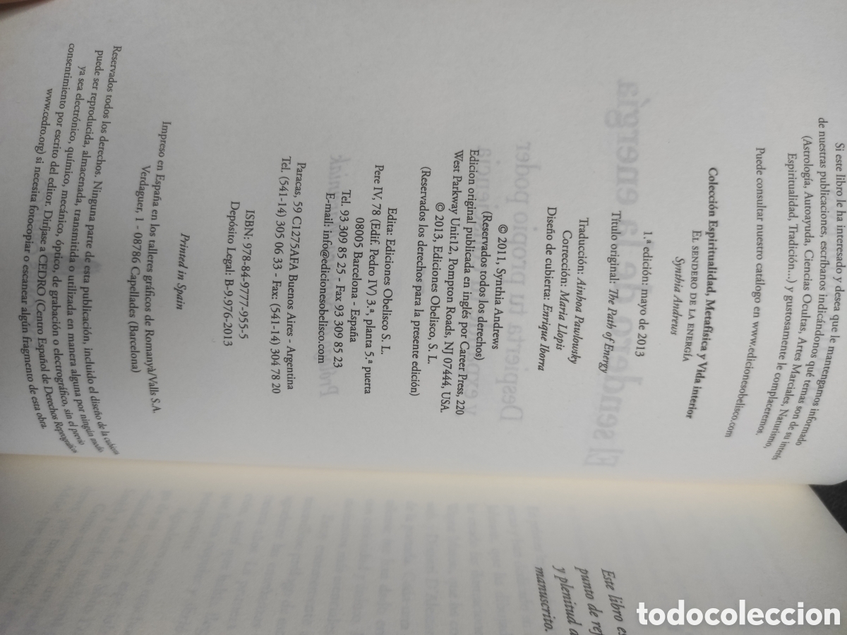 Libros de segunda mano: El sendero de la energ&iacute;a - Synthia Andrews - Foto 3